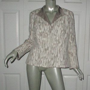 LAFAYETTE 148 New York Taupe & White Ikat Jacket Size 12